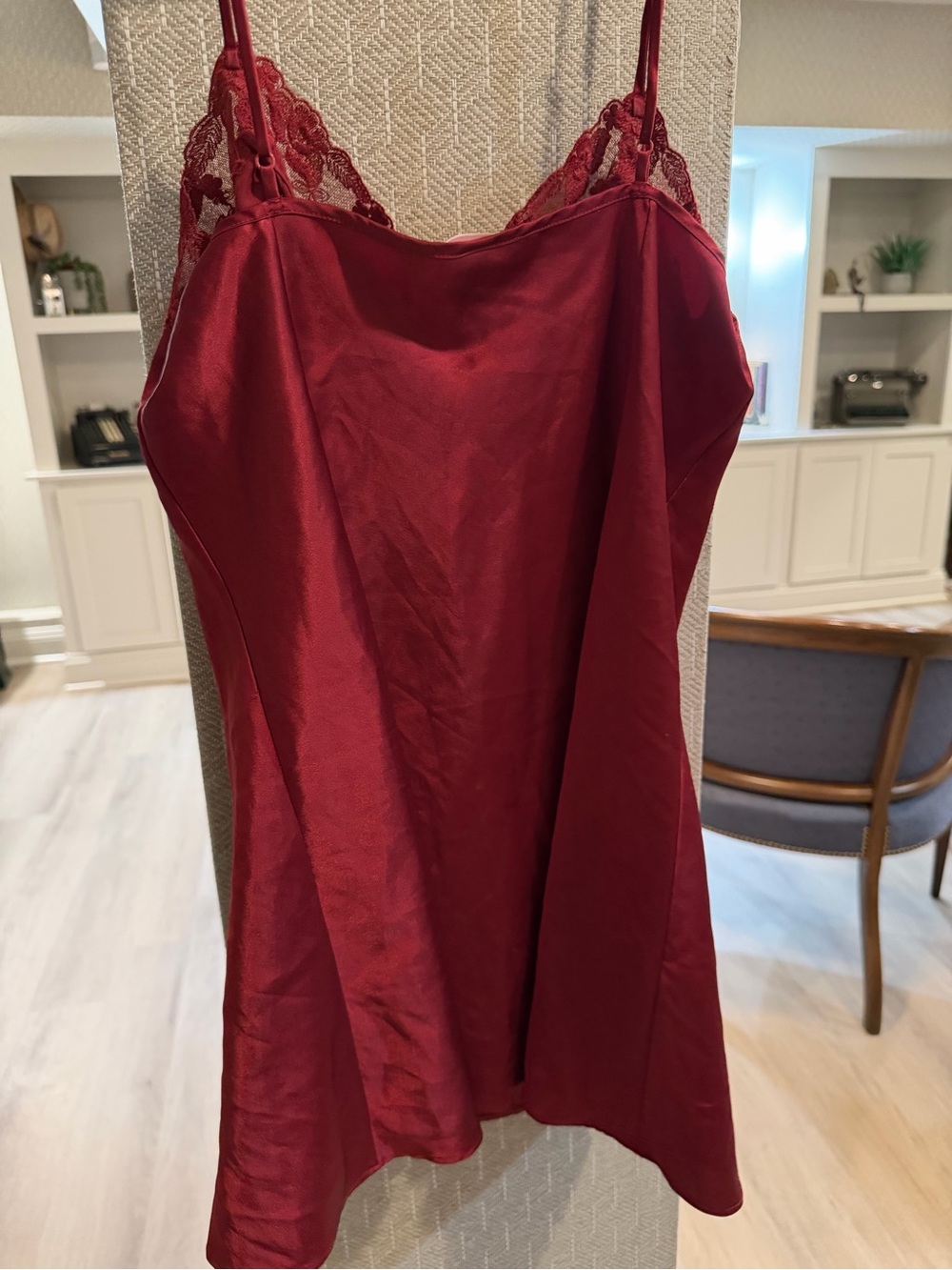 Vintage 90s Victoria's Secret Burgundy Red Satin Lace Cami Top - Size M - Picture 5 of 5